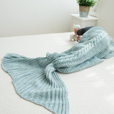 出口美人鱼尾巴毯子腈纶美人鱼毯加厚沙发盖毯手工毛线毯生日礼物
