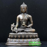 尼泊尔工艺紫铜药师佛佛像，高7厘米、底座宽6厘米。做工精湛！