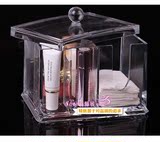 透明亚克力化妆棉盒棉签盒化妆品收纳盒创意带盖多功能水晶储物盒