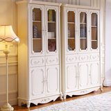 欧式书柜法式实木书柜自由组合书房成套家具玻璃门带抽屉