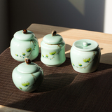 龙泉青瓷手绘茶叶罐包装礼盒陶瓷密封存储罐功夫茶具配件紫砂锡罐