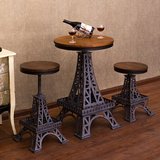 美式实木高档咖啡厅桌椅组合创意个性铁塔成套酒吧桌椅烘焙店桌椅