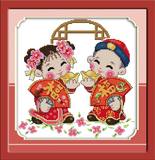 高清印花十字绣年画娃娃中国风系列最新款客厅玄关卡通动漫儿童房