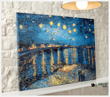 梵高星夜星月夜星空下的罗纳河无框画现代装饰画客厅卧室背景墙画