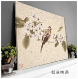 中式油画工笔花鸟无框画餐厅走廊挂画壁画墙画装饰画配电箱画布画