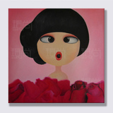 红玫瑰 纯手绘欧式现代油画 卧室客厅人物装饰画餐厅壁画李雳作品