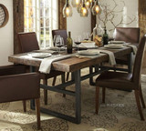 美式实木餐桌椅组合 做旧酒吧桌 办公桌 长方形餐台酒店桌椅