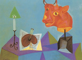 装饰画无框画油画世界名画 毕加索 红色牡牛头与静物