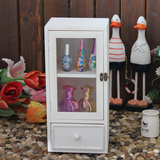 zakka木质收纳盒抽屉收纳柜 创意带玻璃门 化妆品柜子