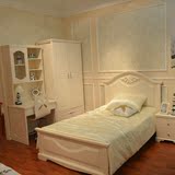 韩式儿童卧室套房组合家具套装白色田园床 衣柜 书桌椅子件套房
