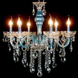 蓝色水晶灯欧式创意奢华水晶蜡烛吊灯餐客厅卧室浪漫地中海灯饰具