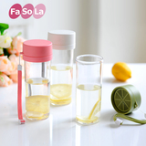 日本FaSoLa夏天便携水杯创意柠檬杯塑料随手杯女士饮水杯学生杯子