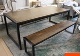 美式乡村北欧风情 铁木家具原木复古铁艺餐桌书桌 长凳 餐桌椅