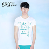 【特惠】gxg.jeans男新款夏装修身白色短袖纯棉圆领T恤#42644201