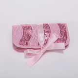 正品AHSUNNY  7支迷你粉红色波浪亮片专业化妆刷包化妆包便携绑带