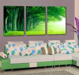 绿色大树现代时尚风景无框装饰画客厅书房大堂长方形挂画壁画墙画