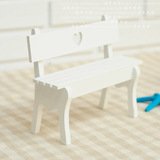 迷你公园长椅模型摆设吊脚娃娃配套白色椅子摆件木质zakka杂货