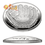 2014年美国1美金国家棒球名人堂成立75年弧面曲面精制版纪念银币