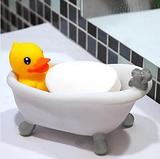 香港正版SemkB.Duck香皂盒小黄鸭子浴缸造型肥皂盒卡通沥水皂碟