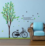 超大家居饰品电视墙贴纸卧室单车树墙贴贴画装饰客厅墙贴墙画贴纸