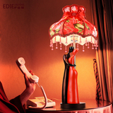 情侣结婚房红色台灯床头卧室创意唯美欧式遥控触摸感应可调光台灯