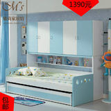 高低床男孩儿童带衣柜床1.2多功能子母床儿童储物床1.5米组合床