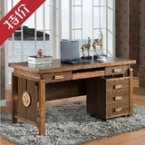 中式橡木办公桌书桌实木简约现代办公台胡桃色电脑桌实木书桌特价