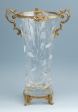 欧式新古典风格水晶配铜花面水晶纯铜装饰花瓶花插摆件（定制）