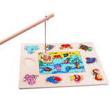 益智拼图磁性套装戏水钓鱼玩具 木质小猫钓鱼儿童亲子玩具1-2-3岁