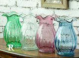 欧式台面客厅水晶花瓶玻璃彩色水培玻璃花器家居饰品摆件工艺品
