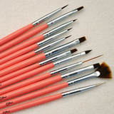 正品MSQ/魅丝蔻 12支枚红色指甲刷 专业全套美甲彩绘笔工具套装