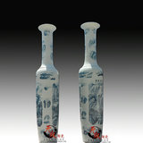 景德镇陶瓷器落地花瓶 手绘青花瓷雕刻山水画源远流长特大花瓶3米