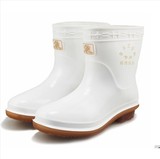 双星男女雨靴白色食品卫生靴防滑牛筋底中低筒防油油腐蚀防水雨鞋
