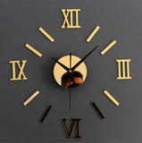 创意钟表客厅挂钟 DIY罗马数字墙贴个性时钟挂表装饰时尚壁钟静音