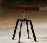 新品法国工业设计拉维耶复古正方实木铁艺吧台桌餐桌可升降咖啡桌