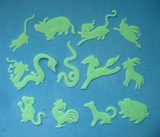 时尚儿童创意礼物壁饰12生肖立体墙贴卡通动物夜光贴片荧光贴