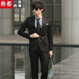 韩版西服男商务绅士职业正装工作服工装套装男上班西服修身款青年