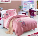 正品韩式贴布绣儿童床上用品全棉女孩男孩卡通四件套儿童床单床品