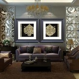 经典图案美式欧式装饰画新古典后现代黑白风格有框画客厅沙发挂画
