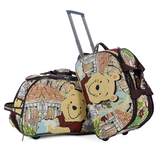 学生休闲拉杆包大容量旅行包多功能折叠行李袋维尼熊手提拉包男女