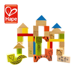 德国HAPE38块动物积木儿童益智早教玩具生日礼物1岁以上木质玩具