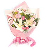 母亲节粉色康乃馨花束 白色香水百合 上海鲜花店生日送花