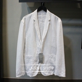 SELECTED/思莱德专柜正品夏装纯白色休闲修身薄款夏款亚麻西服
