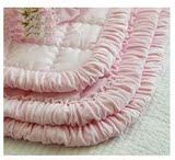 【韩国定做床品】C166 公主可爱包边粉色绒绒格子衍缝薄床垫 床褥