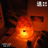 喜马拉雅水晶盐灯 新奇特灯具创意小夜灯冰裂斜口玻璃净化空气灯
