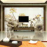 电视背景墙壁纸 客厅卧室温馨3d中式无纺布墙纸荷花无缝壁画