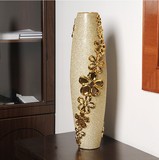 欧式装饰品落地插花瓷器金色大花瓶陶瓷摆件工艺品家居创意客厅