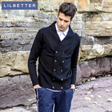 Lilbetter男士针织开衫 韩版英伦修身商务休闲拼接长袖毛衣外套男