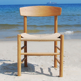野橡 实木餐椅家用橡木欧式风格现代简约椅子设计师创意咖啡椅j39