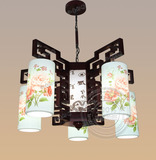 景德镇特色陶瓷灯具中式木艺客厅吊灯彩绘薄胎瓷灯仿古餐厅书房灯